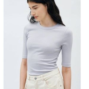 Kotn lavender ribbed crewneck shirt